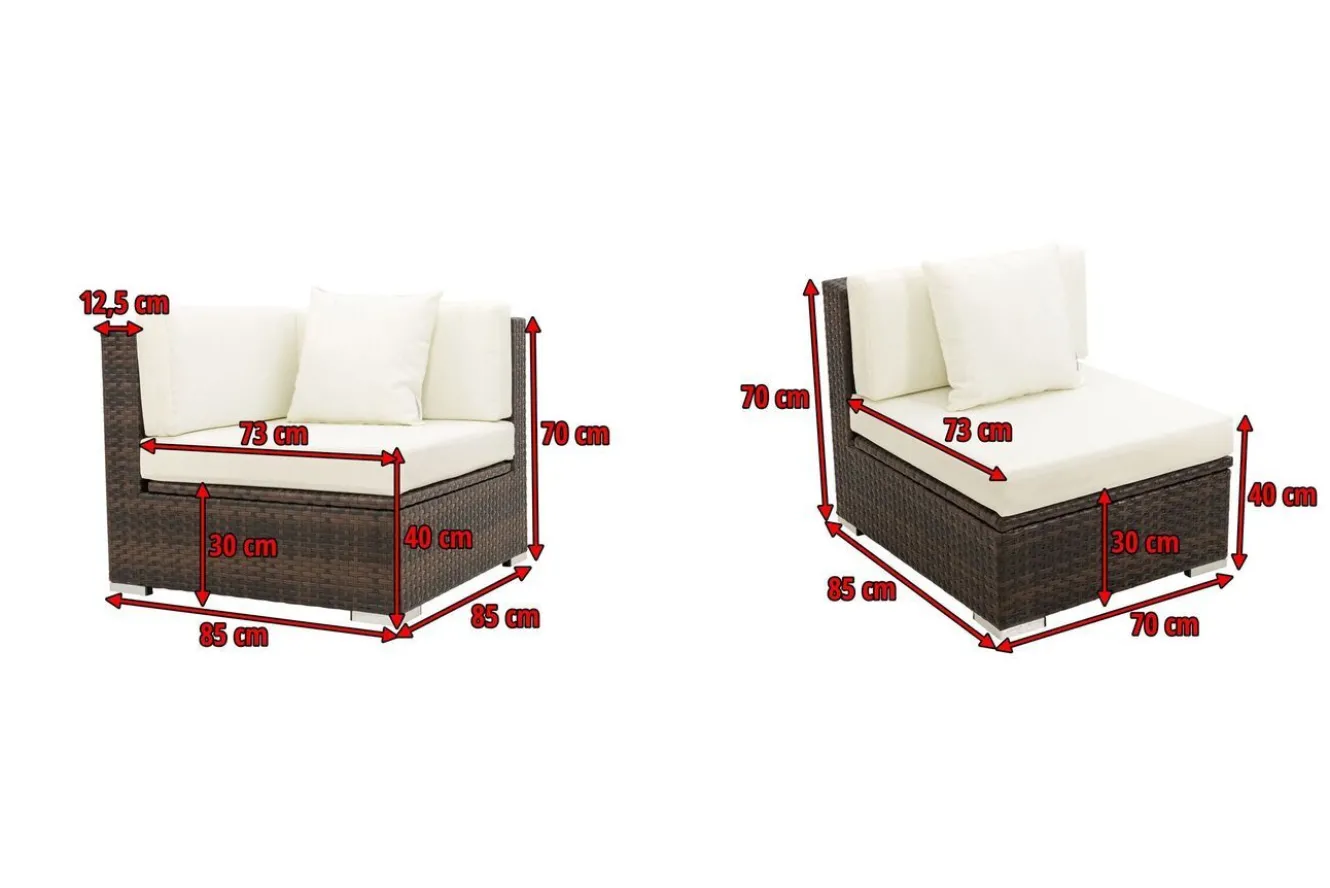 OUTFLEXX Gartenlounge, 5 Pers, braun marmoriert, Polyrattan, wasserfeste Kissenbox