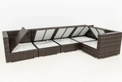 OUTFLEXX Gartenlounge, 5 Pers, braun marmoriert, Polyrattan, wasserfeste Kissenbox