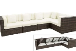 OUTFLEXX Gartenlounge, 5 Pers, braun marmoriert, Polyrattan, wasserfeste Kissenbox