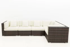 OUTFLEXX Gartenlounge, 5 Pers, braun marmoriert, Polyrattan, wasserfeste Kissenbox