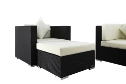 OUTFLEXX Gartenlounge, 5 Personen, creme/weiß, schwarz, Polyrattan, wasserfeste Kissenbox