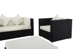 OUTFLEXX Gartenlounge, 5 Personen, creme/weiß, schwarz, Polyrattan, inkl. Kaffeetisch, wasserfeste Kissenbox