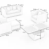 OUTFLEXX Gartenlounge, 5 Personen, creme/weiß, schwarz, Polyrattan, inkl. Loungetisch, wasserfeste Kissenbox