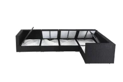 OUTFLEXX Gartenlounge Polyrattan, creme/weiß, schwarz, für 5 Personen, wasserfeste Kissenbox