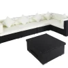 OUTFLEXX Gartenlounge Polyrattan, creme/weiß, schwarz, für 5 Personen, inkl. Loungetisch, wasserfeste Kissenbox