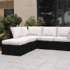 OUTFLEXX Gartenlounge, schwarz/weiß, Alu/Polyrattan, witterungsbeständig, mit Kissenboxfunktion