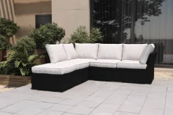OUTFLEXX Gartenlounge, schwarz/weiß, Alu/Polyrattan, witterungsbeständig, mit Kissenboxfunktion
