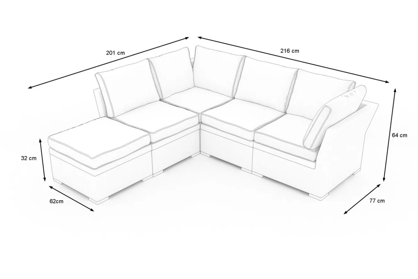 OUTFLEXX Gartenlounge, schwarz/weiß, Alu/Polyrattan, witterungsbeständig, mit Kissenboxfunktion