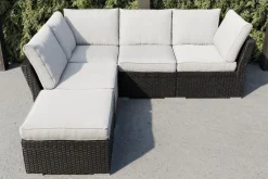 OUTFLEXX Gartenlounge, schwarz/weiß, Alu/Polyrattan, witterungsbeständig, mit Kissenboxfunktion