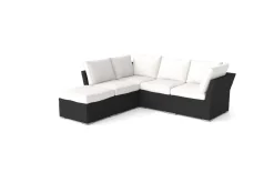 OUTFLEXX Gartenlounge, schwarz/weiß, Alu/Polyrattan, witterungsbeständig, mit Kissenboxfunktion