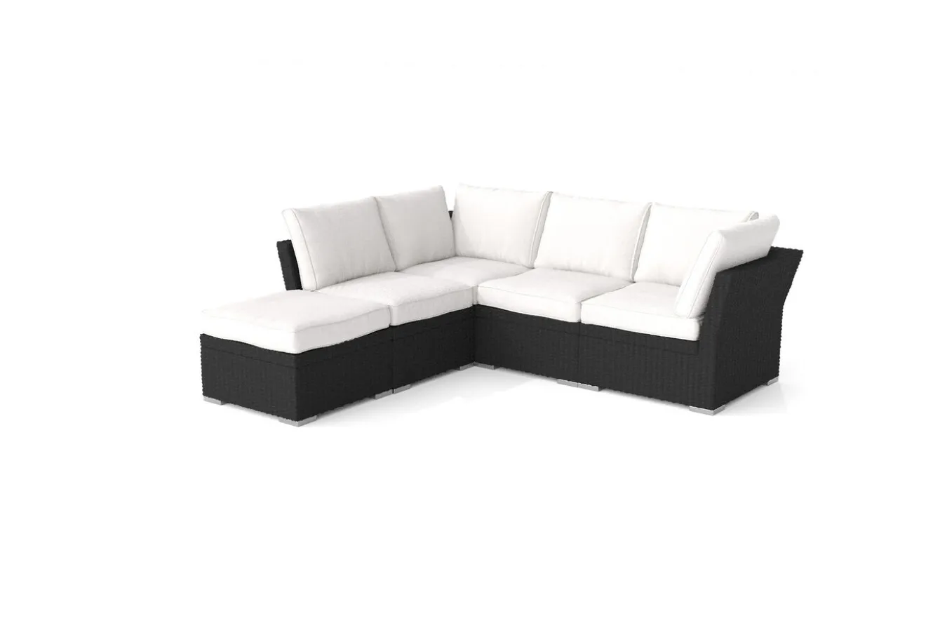 OUTFLEXX Gartenlounge, schwarz/weiß, Alu/Polyrattan, witterungsbeständig, mit Kissenboxfunktion