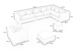 OUTFLEXX Gartenlounge, schwarz, Polyrattan, für 8 Personen, inkl. Kaffeetisch, wasserfeste Kissenbox