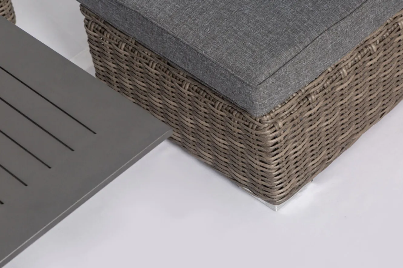 OUTFLEXX Gartenlounge Set, grau, Polyrattan, inkl. Loungetisch, für 5 Personen, wasserfeste Kissenbox
