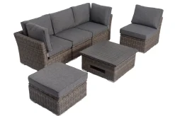 OUTFLEXX Gartenlounge Set, grau, Polyrattan, inkl. Loungetisch, für 5 Personen, wasserfeste Kissenbox
