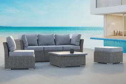 OUTFLEXX Gartenlounge Set, grau, Polyrattan, inkl. Loungetisch, für 5 Personen, wasserfeste Kissenbox