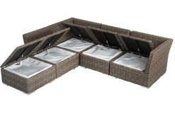 OUTFLEXX Gartenlounge Set, grau, Polyrattan, für 5 Personen, wasserfeste Kissenbox