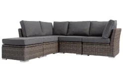 OUTFLEXX Gartenlounge Set, grau, Polyrattan, für 5 Personen, wasserfeste Kissenbox