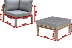 OUTFLEXX Gartenlounge, silber/grau, Edelstahl/Teakholz/Textil, für 2 Personen, Liegefunktion, FSC®-zertifiziertes Produkt