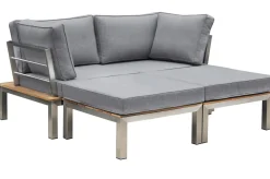 OUTFLEXX Gartenlounge, silber/grau, Edelstahl/Teakholz/Textil, für 2 Personen, Liegefunktion, FSC®-zertifiziertes Produkt