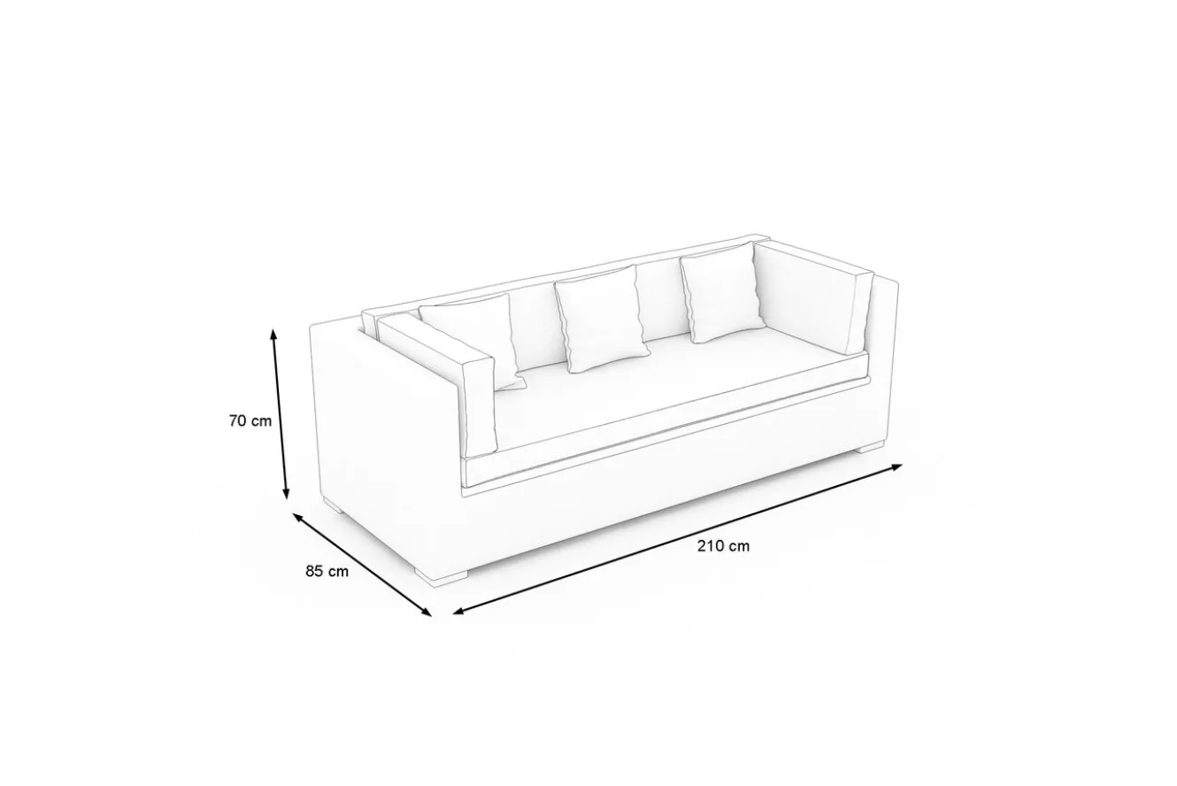 OUTFLEXX Gartensofa, 3-Sitzer, beige, Polyrattan, 209 x 84 cm, mit Kissenboxfunktion
