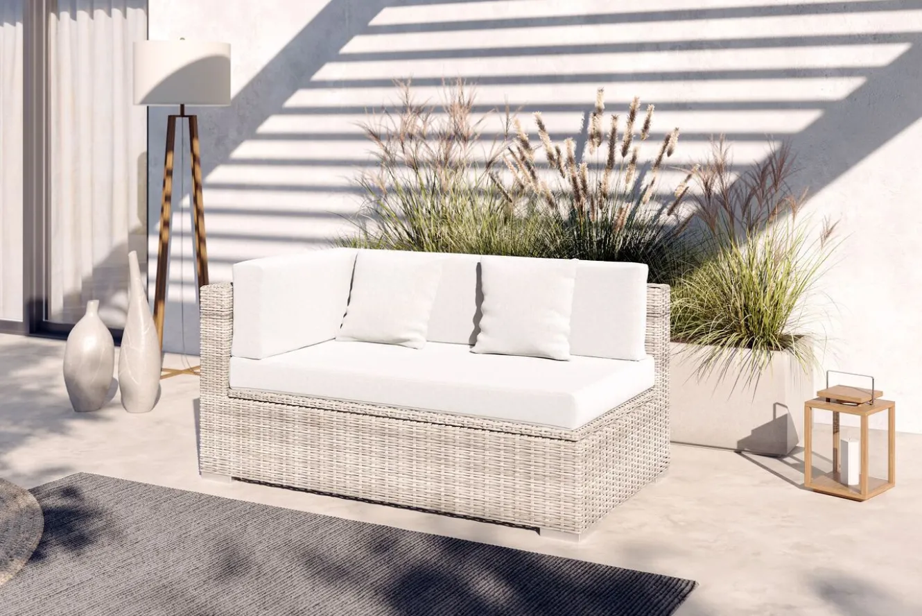 OUTFLEXX Gartensofa, 2-Sitzer, desert-beige, Polyrattan, 2 Personen, mit abnehmbarem Bezug, mit Kissenboxfunktion