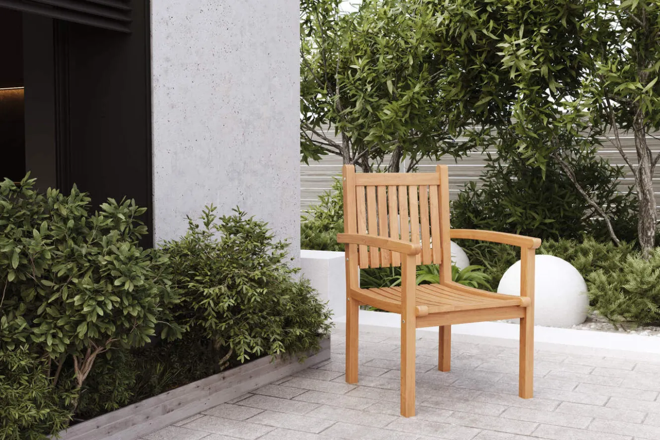 OUTFLEXX Gartenstuhl, natur, Akazie, 59 x 62 x 92,5 cm, mit Armlehnen, FSC®-zertifiziertes Produkt