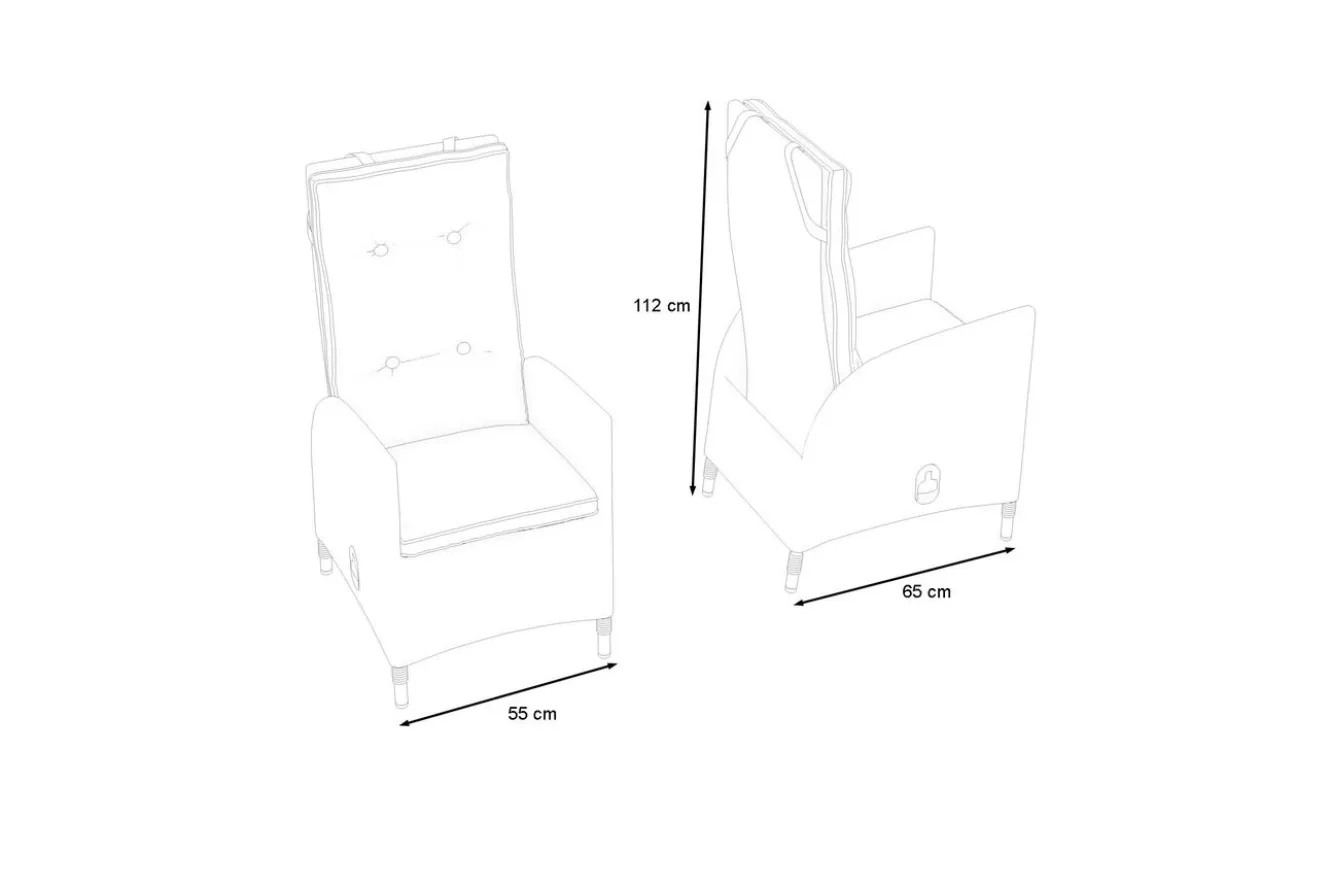 OUTFLEXX Gartenstuhl-Set, beige/anthrazit, Aluminium/Polyrattan, 55 x 65 x 112 cm, mit verstellbarer Rückenlehne