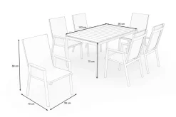 OUTFLEXX Glasgow Garten-Essgruppe, 6 Personen, 150cm, Alu/Holzimitat
