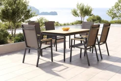 OUTFLEXX Glasgow Garten-Essgruppe, 6 Personen, 150cm, Alu/Holzimitat