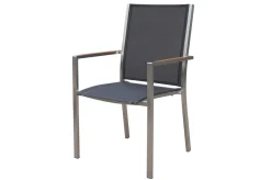 OUTFLEXX Glasgow Garten-Essgruppe für 8 Personen, Edelstahl/Textilene, ausziehbarer Tisch 200/300 x 100 cm, stapelbare Sessel, FSC®-zertifiziertes Produkt