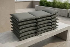 OUTFLEXX Green 6er-Set Sitzkissen für Hochlehner, anthrazit, recyceltes Polyester, hautsympathisch, mit Rückengurt und Bindekordeln