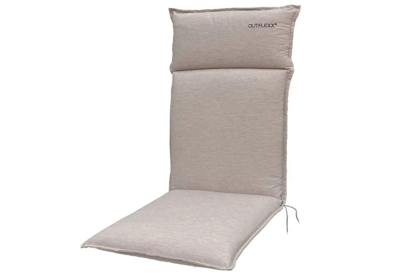 OUTFLEXX Green 6er-Set Sitzkissen für Hochlehner, nature, recyceltes Polyester, hautsympathisch, mit Rückengurt und Bindekordeln