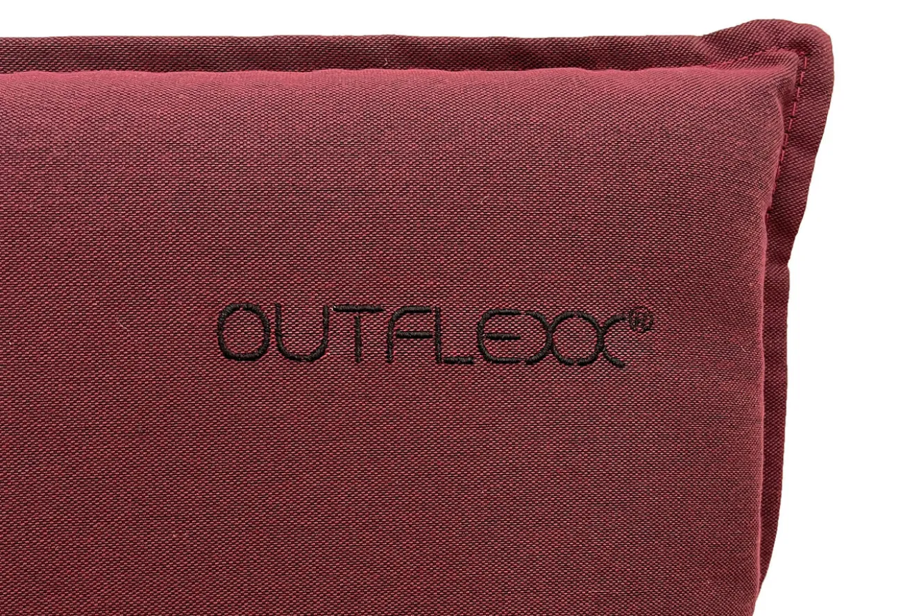OUTFLEXX Green 6er-Set Sitzkissen für Niederlehner, bordeaux, recyceltes Polyester, hautsympathisch, mit Rückengurt und Bindekordeln