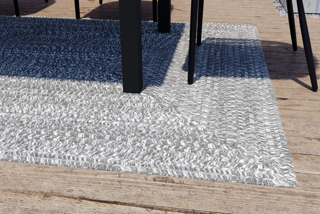 OUTFLEXX Harmony Outdoor Teppich, Aluminium-White, recyceltes PET-Garn, 160 x 240 cm, für Innen- und Außenbereiche geeignet