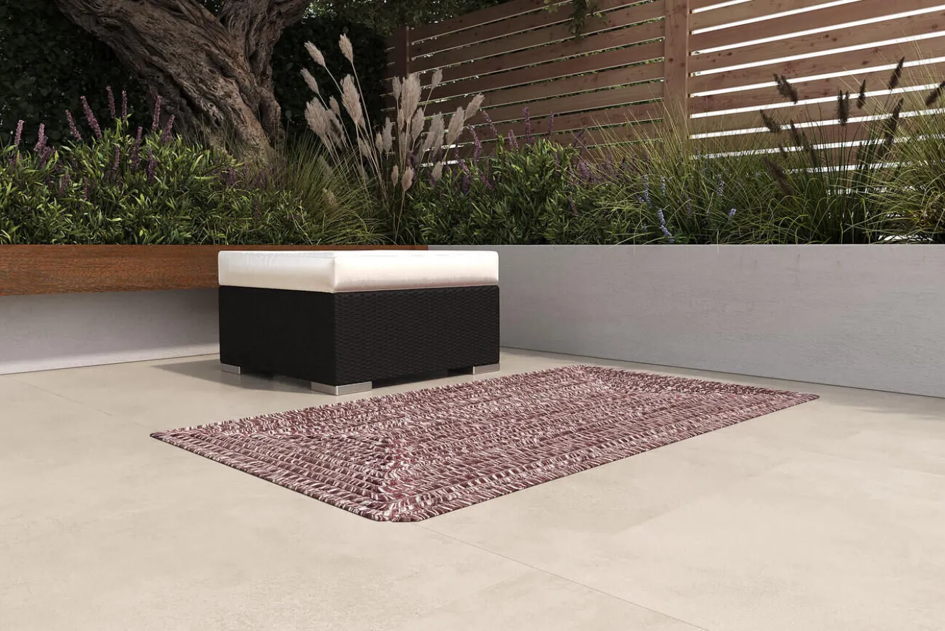 OUTFLEXX Harmony Outdoor Teppich, Andorra-White, recyceltes PET-Garn, ca. 90 x 160 cm, für Innen- und Außenbereiche geeignet
