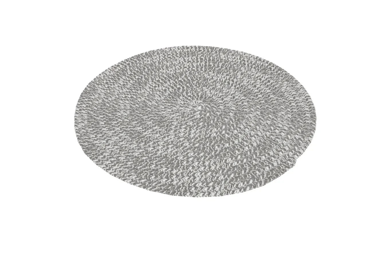 OUTFLEXX Harmony Outdoor Teppich, Aluminium-White, rund, PET-Garn aus recyceltem Material, Ø 120 cm, für Innen- und Außenbereiche geeignet