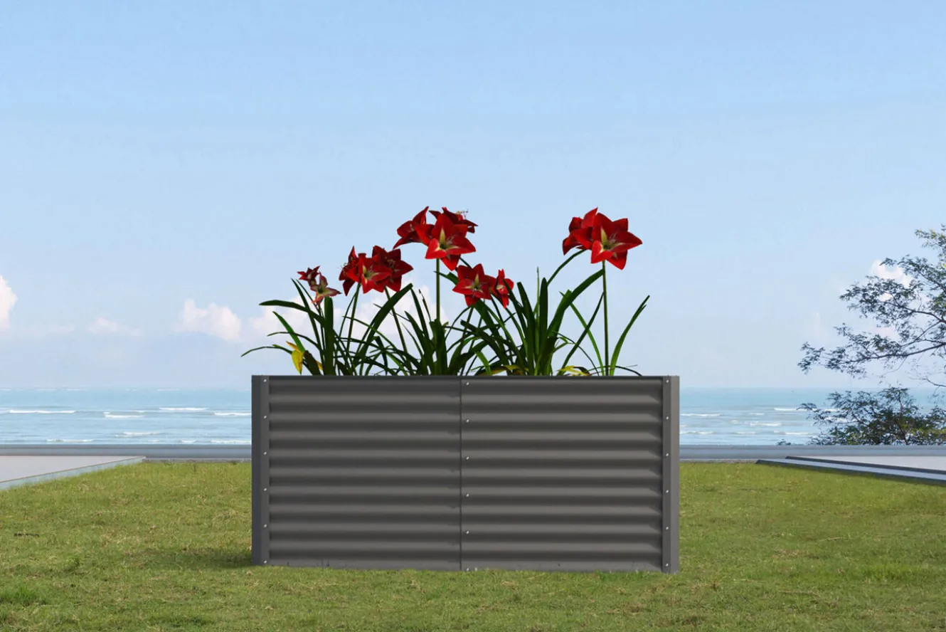 OUTFLEXX Hochbeet, anthrazit, Aluminium-Zink-Stahl, pulverbeschichtet, 180 x 90 x 84 cm