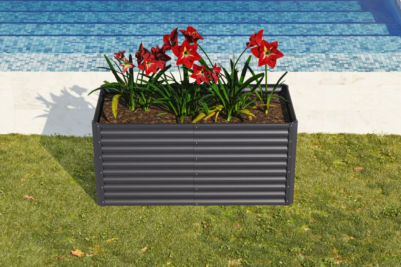 OUTFLEXX Hochbeet, anthrazit, Aluminium-Zink-Stahl, pulverbeschichtet, 180 x 90 x 84 cm