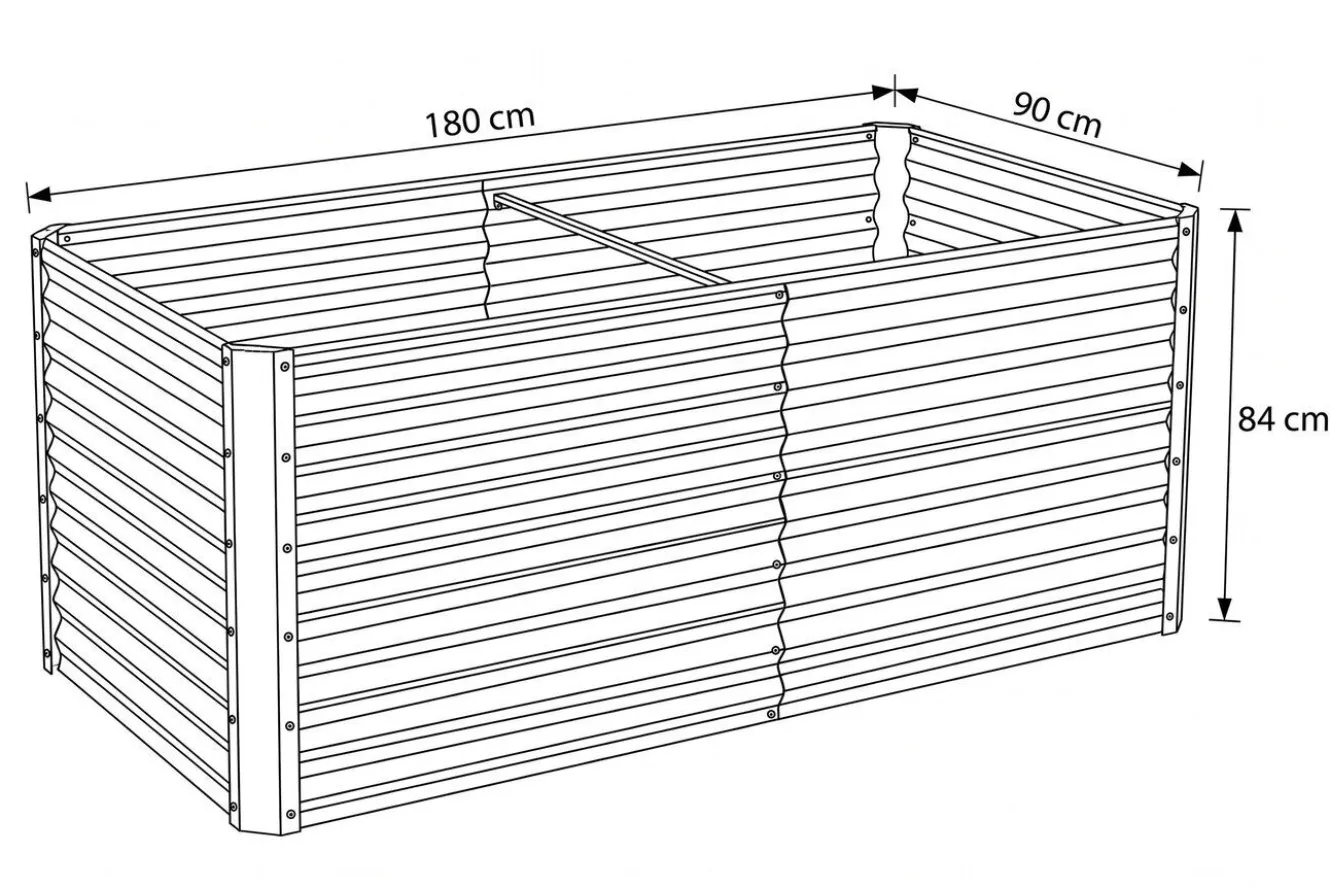 OUTFLEXX Hochbeet, anthrazit, Aluminium-Zink-Stahl, pulverbeschichtet, 180 x 90 x 84 cm