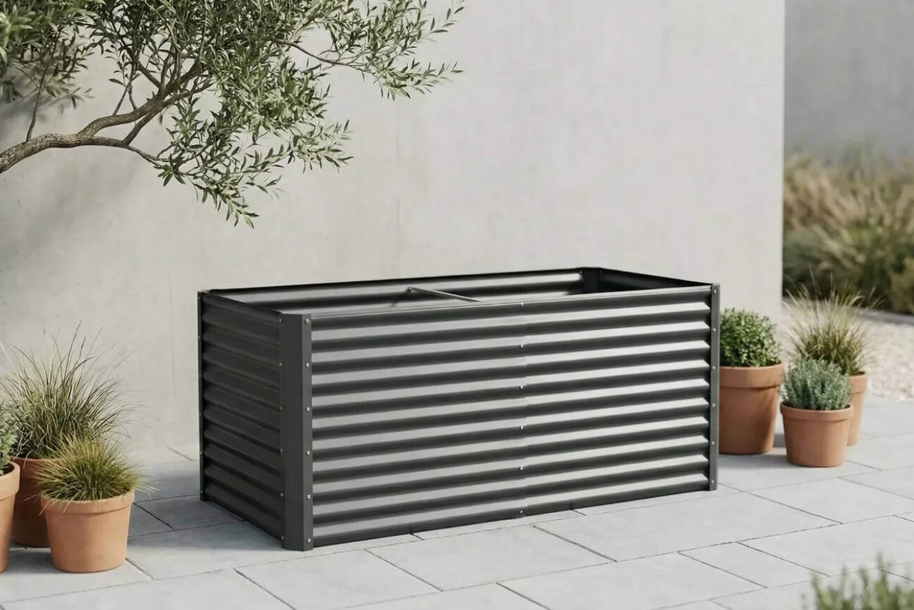OUTFLEXX Hochbeet, anthrazit, Aluminium-Zink-Stahl, pulverbeschichtet, 180 x 90 x 84 cm