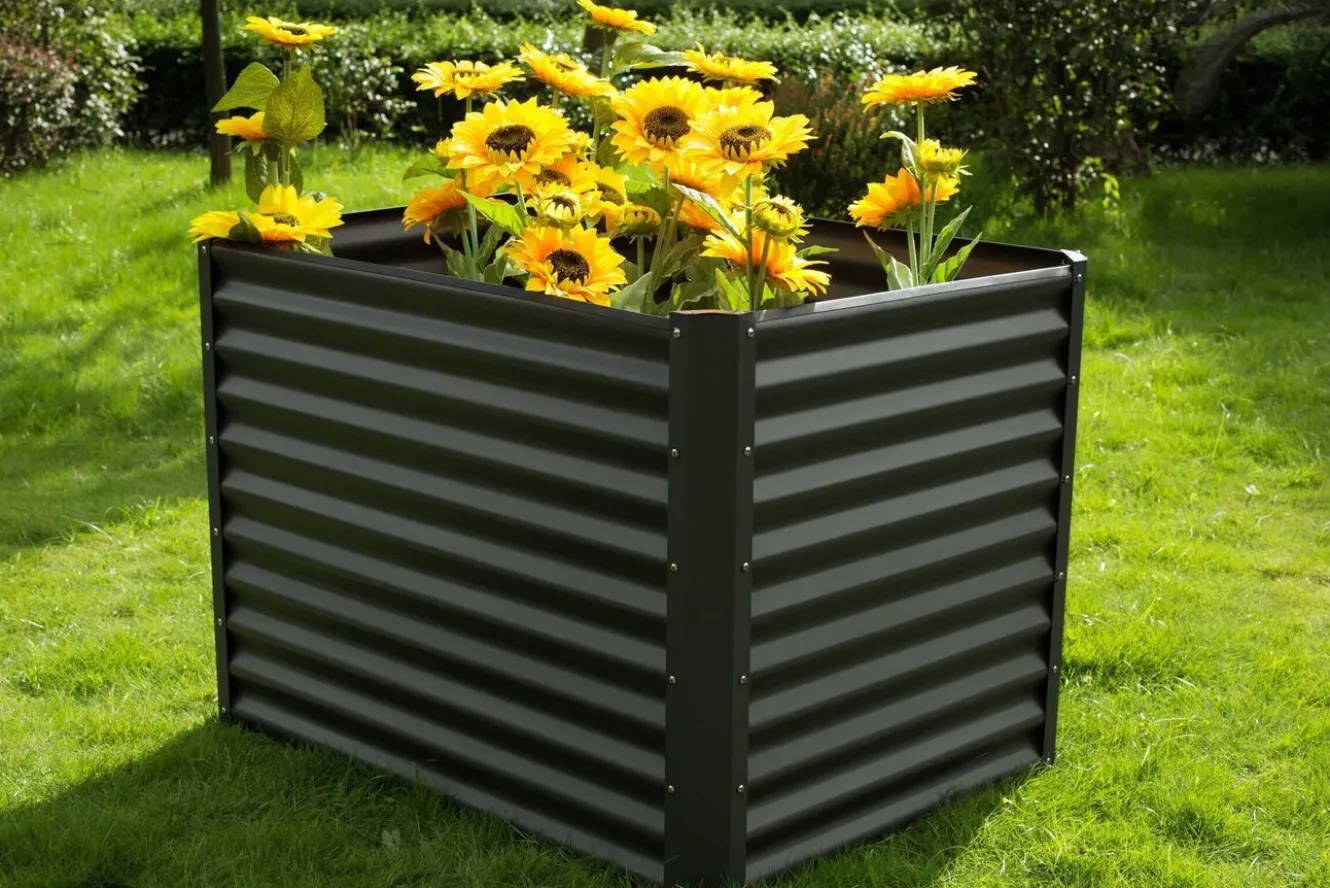 OUTFLEXX Hochbeet, anthrazit, Aluminium-Zink-Stahl, pulverbeschichtet, 120 x 90 x 84 cm, durch Zubehör erweiterbar