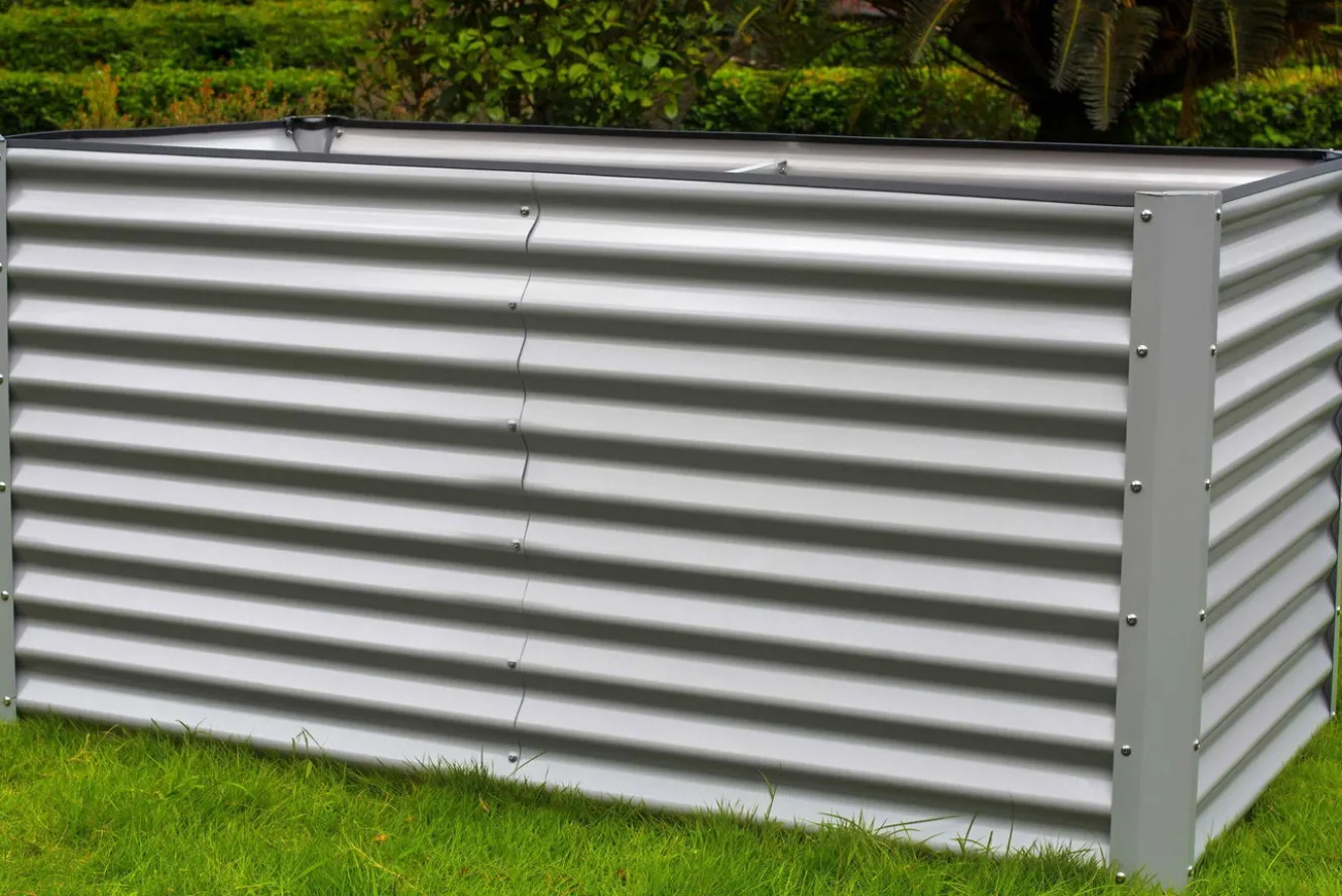 OUTFLEXX Hochbeet, silber, Aluminium-Zink-Stahl, pulverbeschichtet, 180 x 90 x 84 cm