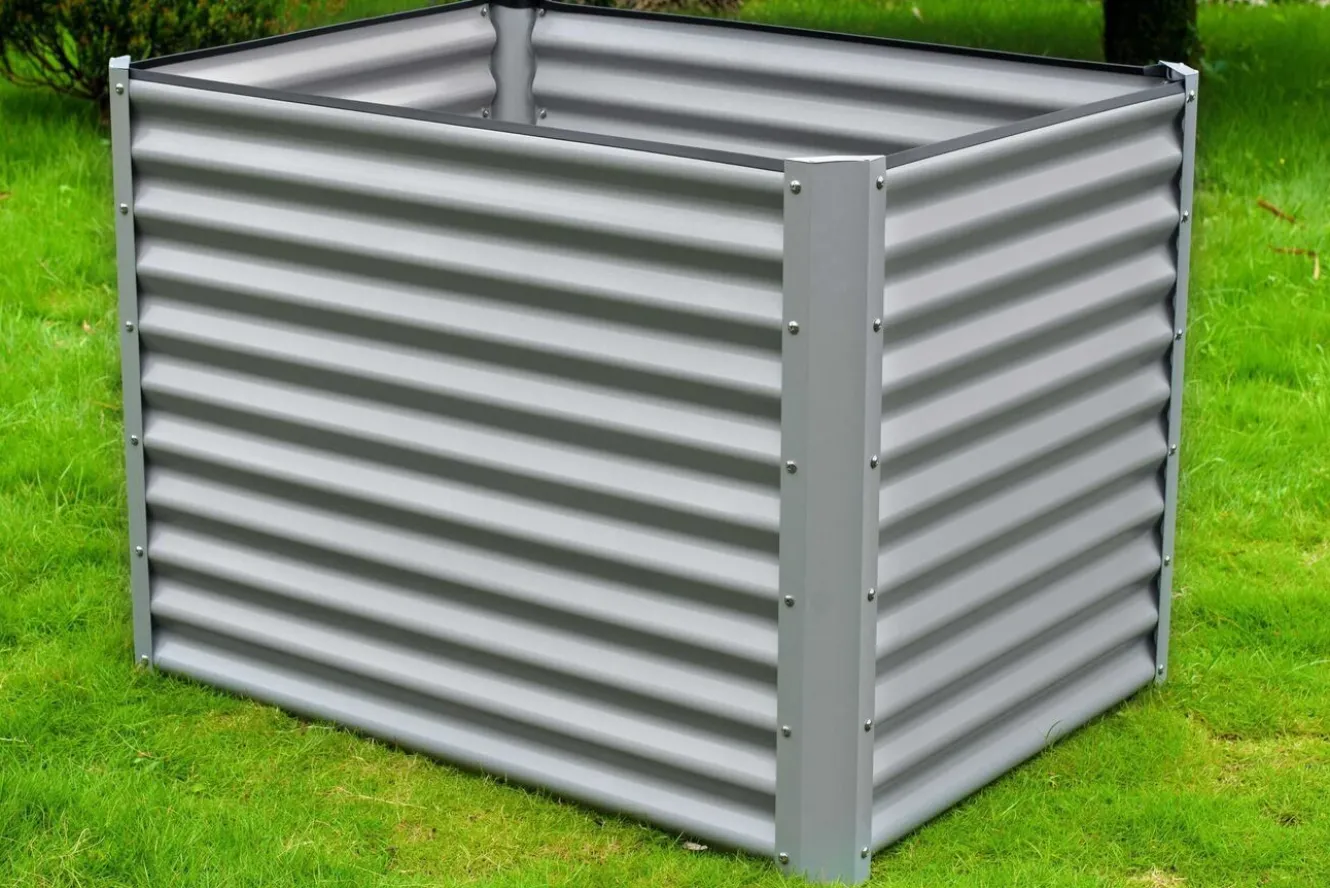 OUTFLEXX Hochbeet, silber, Aluminium-Zink-Stahl, pulverbeschichtet, 120x90x84 cm