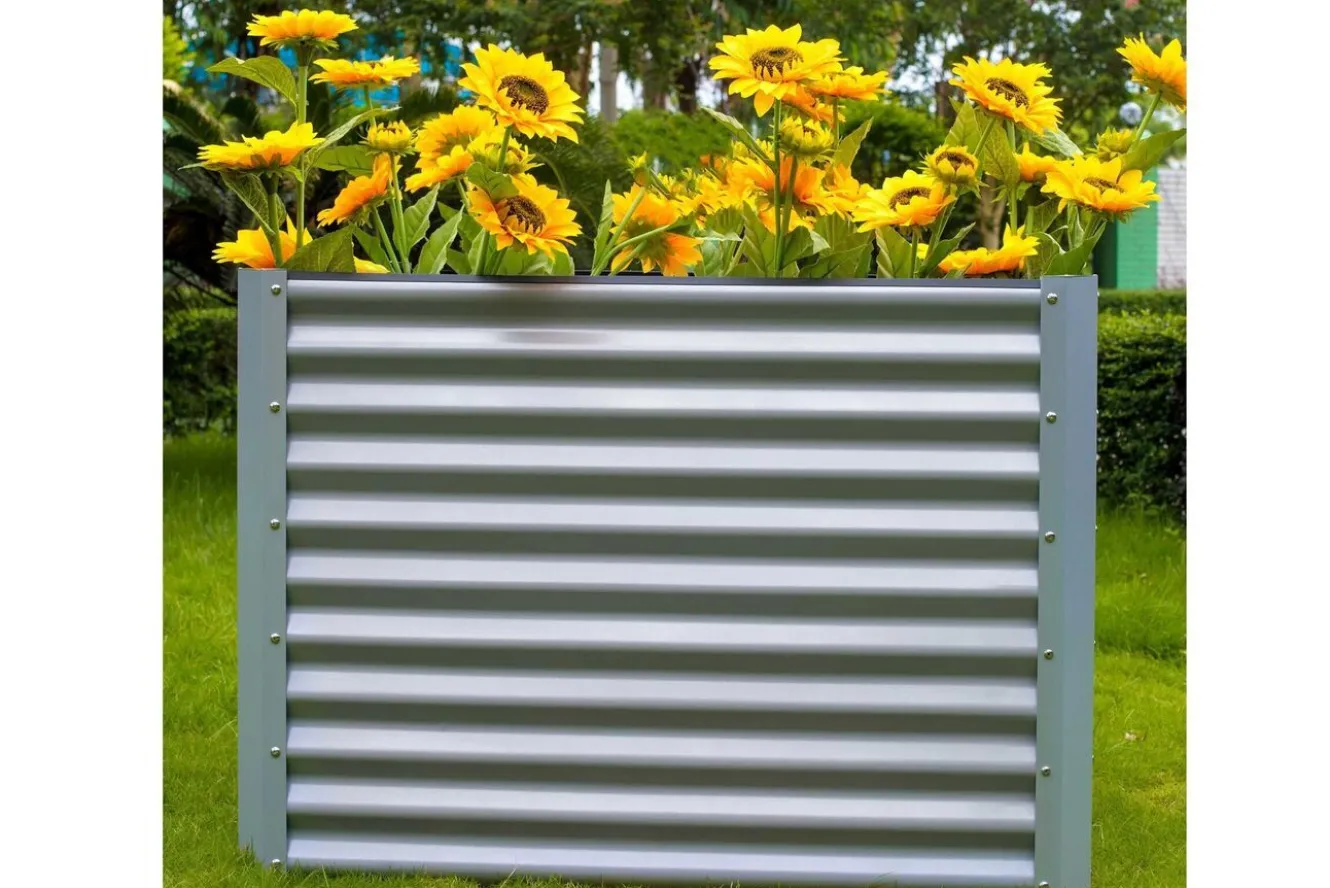 OUTFLEXX Hochbeet, silber, Aluminium-Zink-Stahl, pulverbeschichtet, 120x90x84 cm