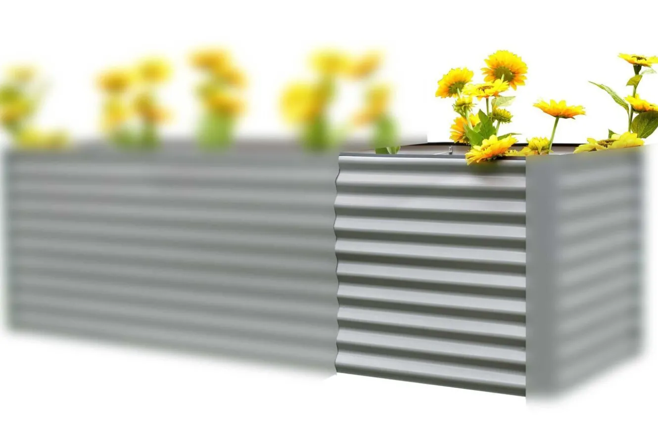 OUTFLEXX Hochbeetverlängerung, silber, Aluminium-Zink-Stahl, pulverbeschichtet, 80x90x84 cm