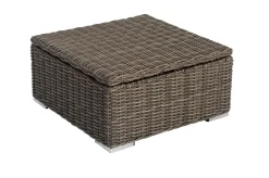 OUTFLEXX Hocker, grau, Polyrattan, 70 x 70 x 35 cm, verstellbare Sitzfläche, wasserfeste Kissenbox
