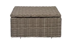 OUTFLEXX Hocker, grau, Polyrattan, 70 x 70 x 35 cm, verstellbare Sitzfläche, wasserfeste Kissenbox