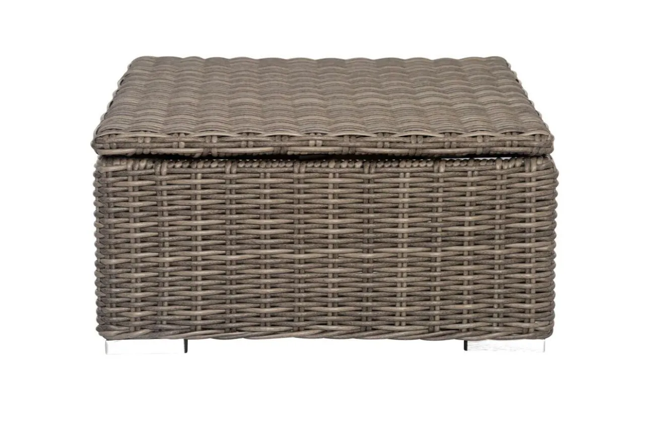 OUTFLEXX Hocker, grau, Polyrattan, 70 x 70 x 35 cm, verstellbare Sitzfläche, wasserfeste Kissenbox