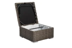 OUTFLEXX Hocker, grau, Polyrattan, 70 x 70 x 35 cm, verstellbare Sitzfläche, wasserfeste Kissenbox