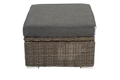 OUTFLEXX Hocker, grau, Polyrattan, 70 x 70 x 35 cm, verstellbare Sitzfläche, wasserfeste Kissenbox